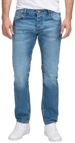 Lorenzo Loren herrjeans byxor denim jeans använd look vanlig passform W29-W44 L30-L38, Ll-4011 ljusblå, 36W / 34L
