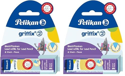 Pelikan griffix Minen für Druck-Bleistift, Minen-Stärke HB, Breite: 2 mm, 6 Stück (Packung mit 2)