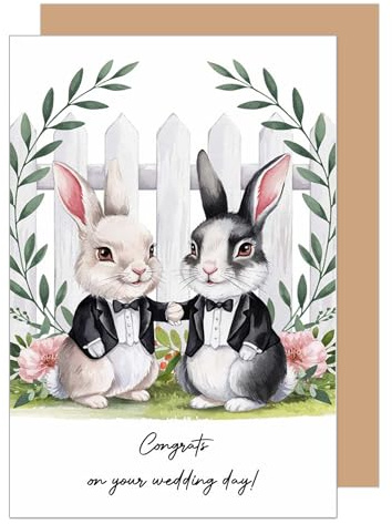 Edition Seidel Premium Glückwunschkarte zur Hochzeit mit Umschlag. Hochzeitskarte Grußkarte Karte mit englischem Text für Brautpaar Mann & Frau Mr & Mrs Congratulations (H508 SW025)
