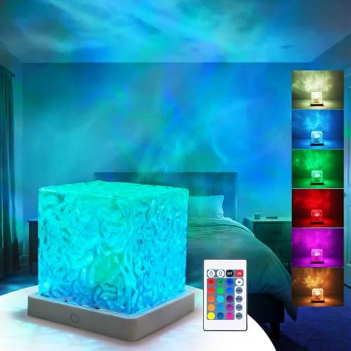 Ocean Wave Light Projector, Galaxy Projector Night Light for Bedroom, 16 Colors, 30 Lighting Effects, Dimmable, Remote Control, Ambient Lighting for Kids Adults, Living Room, Game Room, Bedroom Decor