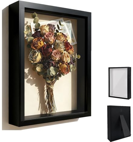 3D Marco de Fotos, 30 x 40 cm, Marco de Fotos Profundo para Rellenar, 3D Marcos de Caja de Sombra, con Placa Acrílica Transparente, Marcos de Madera Profunda, para Presentes Flores Secas, Negro