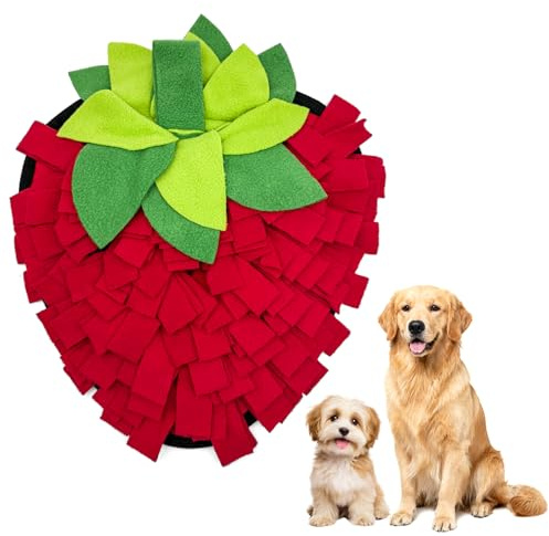 LHOEST Alfombra Olfativa Perros Gato Antideslizante Licking Mat Perros Grandes Pequeños Medianos Cachorros Juguetes Interactivos para Perros Mascota Juguete Regalo Forma de Fresa