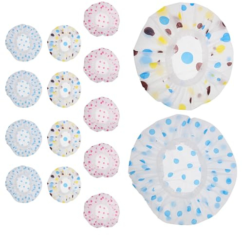 PENIKOKO 15 St Tryckt Duschmössa Polka Dot Duschkapp Vattentät Schamponlock Pvc