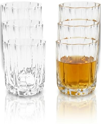 BAVARY Luno Design Verre A Eau Original 6x250ml - Idéal Comme Verre A Whisky Ou Rhum - Des Verres Cocktails Qui Passe Lave-vaisselle - Résistant À La Chaleur et Convient Aussi En Verres Matcha