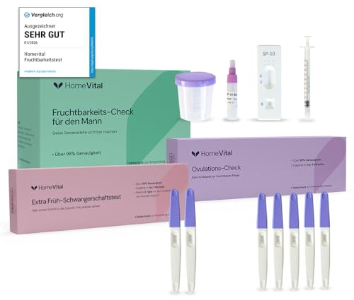 HomeVital Ovulationstest, Schwangerschaftstest & Fruchtbarkeitstest für Männer - Selbsttests bei Kinderwunsch, Eisprung, früher Schwangerschaft & Spermienqualität