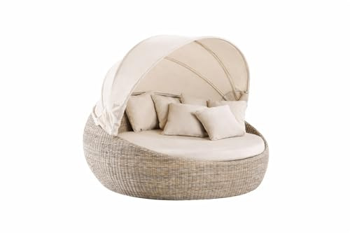 Generisch Outdoor Lounge Dach Ersatz, Rundes Ersatzdach Für Sonneninsel, Runder Baldachin-Bezug Für Outdoor-Tagesbett Mit Ø 214 Cm, Passend Für Korb-Sonnenliegen (A,214cm)