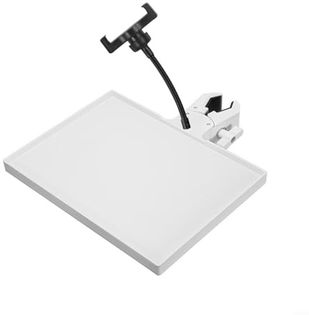 KiraKira Vassoio per schede audio con supporto per microfono e clip per telefono, supporto regolabile per pali da 13-47 mm, scaffale per plettri e capotasto, organizer per accessori da studio live