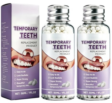2Pcs 50ml Zahnreparaturset Zahnzement Selbsthärtend Dauerhaft | Zahnreparatur,Sicheres Material,Natürlich Schön,Leicht Formbar,Temporäre Füllung,Klein Tragbar