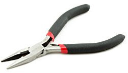 AKORD Mini Extra Long Nose Plier with Spring, Silver/Black