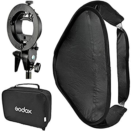 GODOX Softbox with S Type Bracket Bowens S Mount Holder Foldable Mini Size 60x60cm Soft Box Kit for Flash Camera Studio Photography