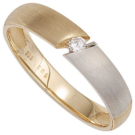 Jobo Damen-Ring aus 14 Karat 585 Gold Bicolor mit Diamant Größe 50