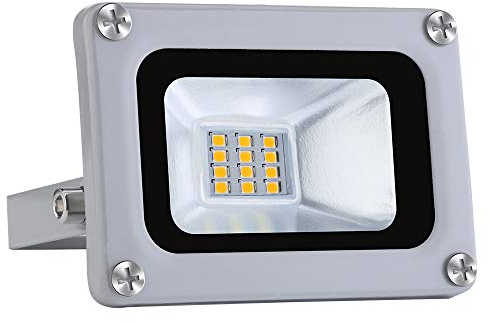 Projecteur LED 10 W - 1600 lm - Super lumineux - Projecteur extérieur - IP66 - Étanche - Lumière du jour 5000 K - Idéal pour un jardin, un garage, un hôtel, etc., Blanc froid