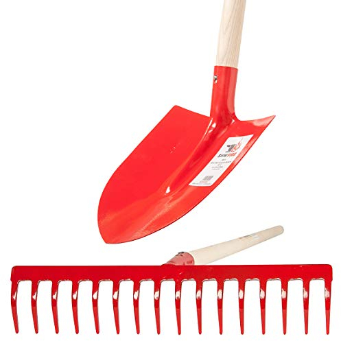 Gartenset: Frankfurter Schaufel und Gartenrechen, Stahl & Espe, 130cm und 150cm von SHW-FIRE