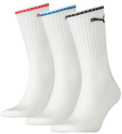 PUMA Unisex randiga strumpor, Vit, 42 EU