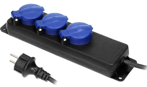 ORNO OR-AE-13158(GS)/5M Mehrfachsteckdose Außen Werkstatt Steckdose IP44 3-Fach mit 5m Kabel (5m)
