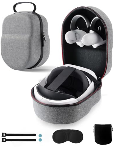 VORI Funda para Meta Quest 3/3S/2 y Vision Pro/Pico 4, Correa Elite y Correa para la Cabeza de batería, con Protector de Lente, Funda de Transporte rígida portátil
