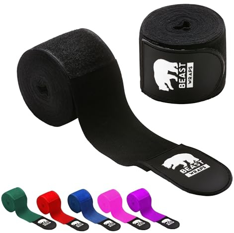 BBGuards Bandagen Boxen 5 Meter Halbelastisch und mit Daumenschlaufe. Box Bandagen für Männer und Frauen (Kickboxen, Muay Thai, MMA, Kampfsport, Fitboxen). Atmungsaktive Boxing Bandage