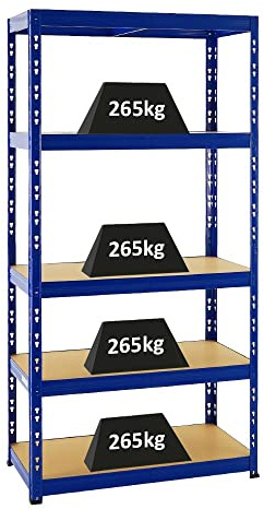 PROREGAL Schwerlastregal Tiger Blau 180x90x45cm für Gesamtlast 1365kg Kellerregal, Steckregal, Garagenregal, Lagerregal