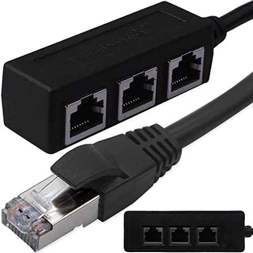 Retoo Adaptador de red divisor de cable Ethernet 1000 Mb/s, RJ45, divisor de 1 a 3, Switch Splitter, LAN Cable de extensión de red 1 macho a 3 hembra