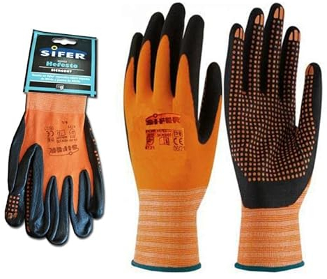 FPLUS Guante nylon+nitrilo foam sicrodot puntos naranja t-10 hefestxlp