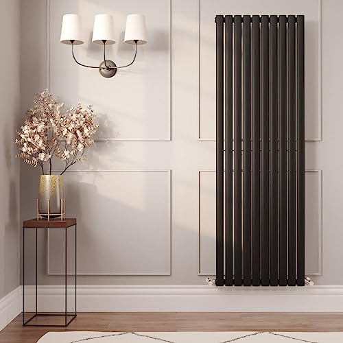Manissa Black Oval Tube Radiator 1800 x 800 Single Column Radiator | Vertical, Tall, Central Heating, Panel Radiator, 8914 BTU