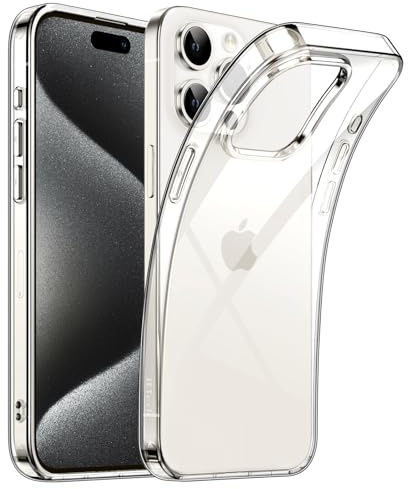 JETech Transparente Hülle für iPhone 15 Pro, Durchsichtig | Schlanker Schutz, Weiches Transparentes TPU Design, Stoßfest