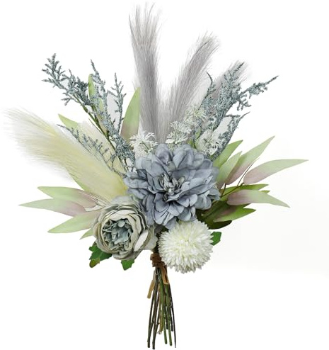 Weldomcor Kunstblumen wie Echt Künstlich Seidenblumen 42cm Künstliche Hortensie Blumen Braut Hochzeitssträuße für die Küche zu Hause Garten Party BüroDekor (Lila Weiß)