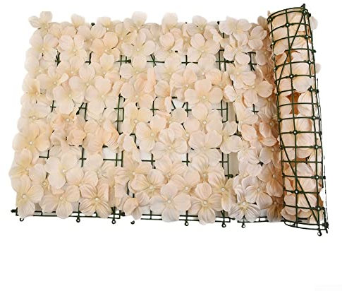 FUBESK Pantalla de privacidad para valla, hojas de cerezo de imitación decorativas para exteriores, jardín, pared, patio, valla de celosía artificial (hojas de una sola cara) (champán)