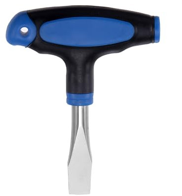 sourcing map T Handle 10mm Flat Head Screwdriver Easy to Use Ergonomic Handle Flat Head Slotted Screwdriver with Plastic Handle for Film Sets, Blue Black
