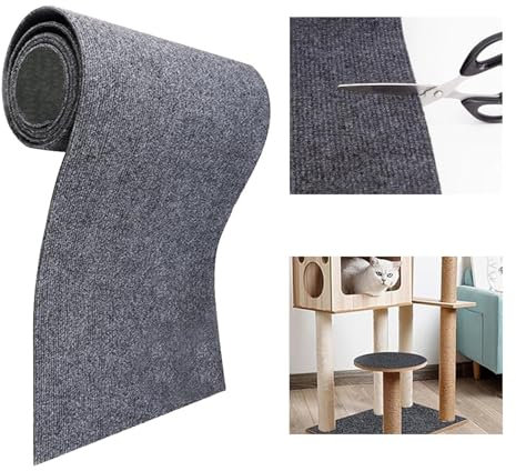 Self-Adhesive Climbing Scratching Mat, DIY Cat Carpet Protector, Scratch Pad for Cat Tree, Wall & Sofa (30 * 100CM, Dark Gray)