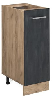 Vicco Apothekerschrank R-Line, Schwarz Beton, 30 cm ohne Arbeitsplatte, zur freien Kombination innerhalb modularer Küchensysteme