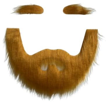 SUNTRADE Fake Mustache Set Fake Beard Mustaches - DIY Self Adhesive Facial Hair for Costume and Halloween Festival Party (dark gold)
