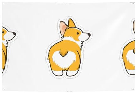 Niedliches Corgi-Banner für alle Jahreszeiten, 120 x 180 cm, für Hochzeit, Party, Weihnachtsdekoration