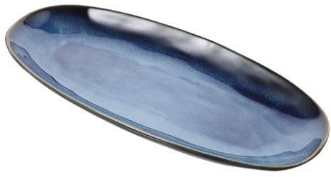 FUNOMOCYA Ceramic Sushi Plate Large Size Fish Tray Blue Reactive Glaze Ceramic Serving Plate for Home Restaurant Snack and Fruit Serving