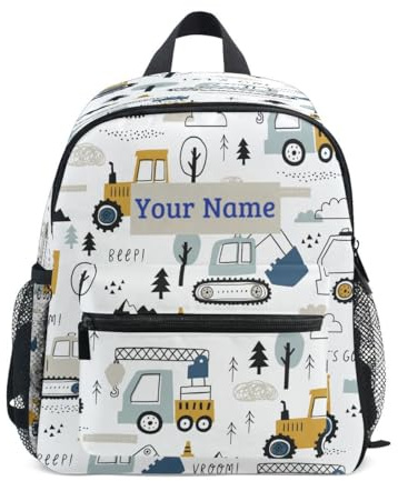 Ksajwzf Sac à dos personnalisé pour enfants, joli sac à dos pour filles, garçons, véhicules préscolaires, sacs à livres pour garderie, multicolore