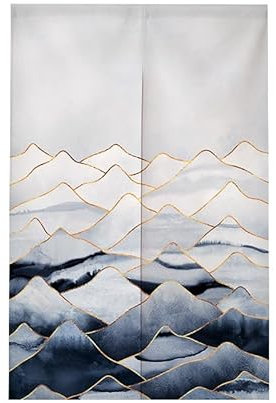 Türvorhang Golden White Mountain Türvorhang Insektenschutz Polyester Raumteiler Vorhang mit Teleskopstange Vorhang Kurz Küchenvorhang Fliegenvorhang Terrassentür Waschbar Tür Vorhang 90x180cm