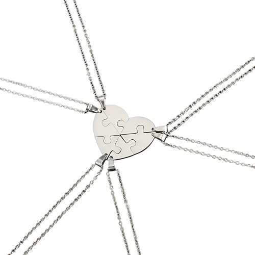 Girls Accessories 925 Sterling Silber Puzzleteil-Halskette für Damen und Herren, Liebesherz-Puzzle-Anhänger-Halskette 2/3/4/5/6 Teile, Millennium-Puzzle-Halskette, Autismus-Puzzleteil-Halskette für