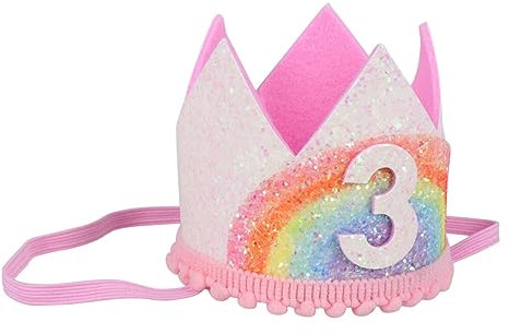 MOLUCKFU Regenbogen-kronen-stirnband Geburtstagskronenhut Kinderpartyhut Haarband Für Kindergeburtstag Partyzubehör Foto-requisit