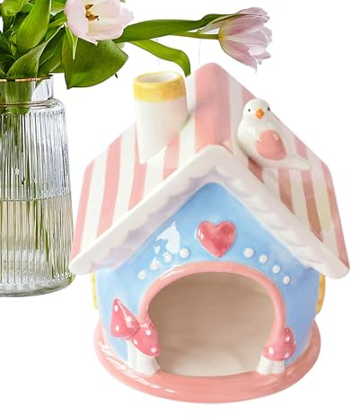Kleintier -Versteck - Keramik Hamster Haus, Tierheim | Kreatives Chinchilla und Rennmuthütte mit privatem Raum, kühlem und atmungsaktivem Versteck für Käfig oder Terrarium, leicht zu reduziertes Nisth