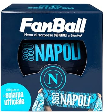 Colourbook Napoli - FanBall Box Sorpresa Cancelleria, Prodotti Ufficiali SSC Napoli, Include Evidenziatore, Block Notes, Temperino, Penna a Scatto, Sciarpa Ufficiale, (Blu Navy)