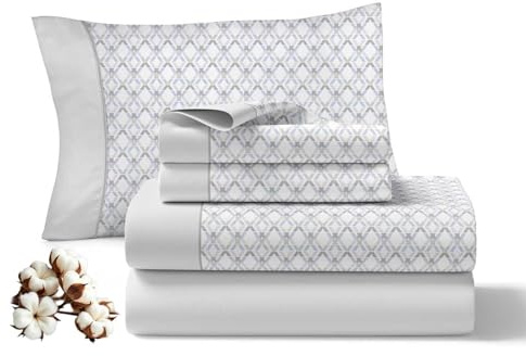 Juego De Sabanas 135x200CM 3 Piezas 100% Algodon 144 Hilos Ajuste Preciso Colchon 30CM Altura Suaves Transpirables Lavables Diarias Ropa Cama Hogar Modelo Refugio Color Gris 1 Funda Almohada