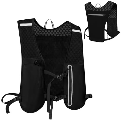 Alaoo Laufweste Damen und Herren, Multifunktionale Ultrleicht Fahrradrucksack, Verstellbare Brustgurte, Runing Vest Reflektierend für Laufen, Camping, Wandern usw. (Schwarz)