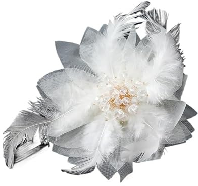 YKAFADE Blume Feder Brosche für Frauen Damen Vintage Federbrosche Kopfbedeckung Ansteckbrosche Fascinators Braut Dekor Anstecknadel Kleid Up Corsage für Hochzeit Halloween Bankett Party Dekoration