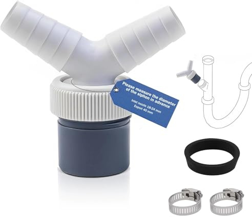 LINTRA Conexión Doble en Y, 19-24 mm Desague Lavadora, para Conexión de Entrada, Empalme Desaguae Lavadora, para Lavavajillas y Lavadoras, con Conector de Manguera