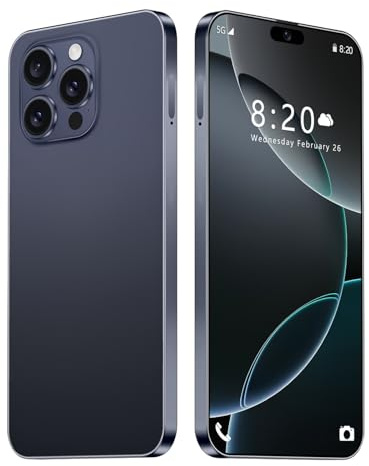 Smartphone I16 Pro Max, 16GB RAM, 1TB ROM, Schermo HD Da 7,3, 8000mAh, Android 14, Sbloccato Senza SIM, 72 MP 108 MP, Riconoscimento Facciale Tramite Impronta Digitale, Doppia SIM, 5G,Dark Blue-7.3 I