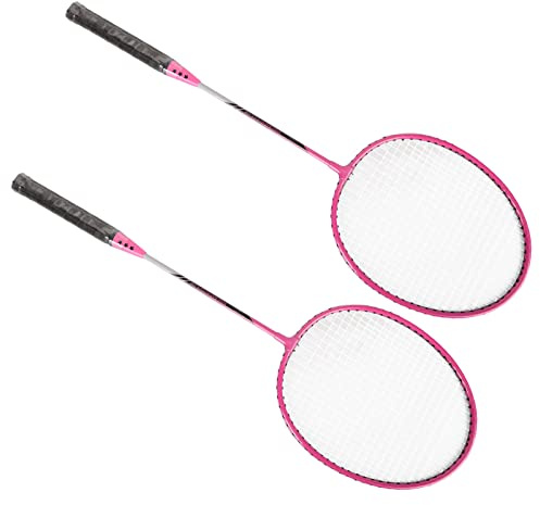 Yctze Leichtes Badmintonschläger-Set aus Eisenlegierung für Anfänger – 2 Schläger, 3 Bälle, Bequemer Griff und Tragetasche für das Schülertraining (PINK)