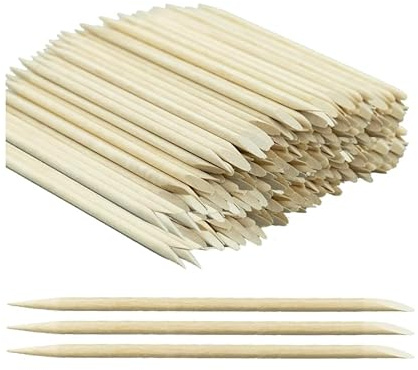 200 palitos de madera de color naranja, palillos de cutículas de doble cara, de madera de naranja, multifuncionales para manicura y pedicura (4,5 pulgadas)