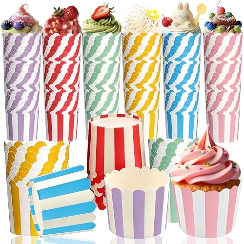 Rliocvhe 180 Piezas Moldes Magdalenas Papel Grandes, 6 Colores Cupcakes y Muffins - Copa de Horneado para Tartas, para Elaboración de Cupcake, Muffins, Pan para Bodas, Fiestas de Cumpleaños