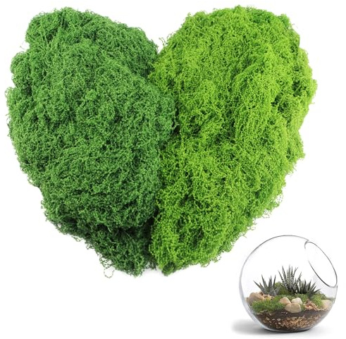 Solivive 160g Künstliches Moos(80g Dunkelgrün + 80g Hellgrün Moos Deko),Moos zum Basteln,Geeignet für Bastelarbeiten, Aquarien, Krippenszenen, Modellbau, Hochzeiten, Weihnachten und Ostern