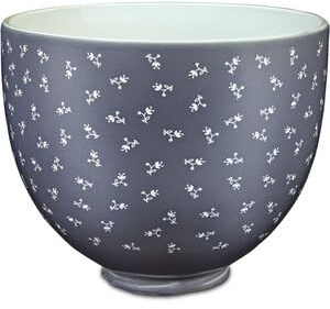 KitchenAid 4.7L Ceramic Mixing Bowl, Vintage Florals Blue Design, Oven, Microwave & Freezer Safe, Fits 4.3L & 4.7L Tilt-Head Stand Mixers